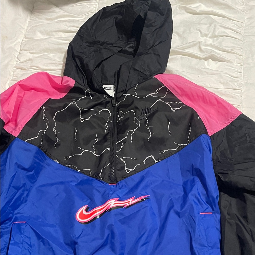 Nike Black and Blue Jacket with Pink Highlights